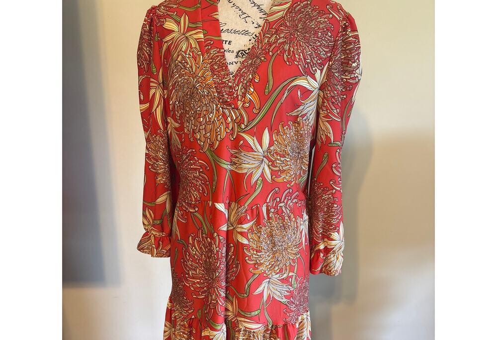 Jude Connally Bidnt Orange V Neck Dress Sz Medium NWOT